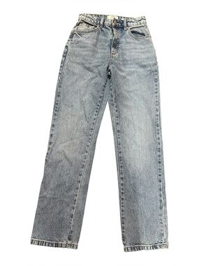 Cotton-On Light Wash High-Rise Long Straight Leg Jeans - Sz 4
